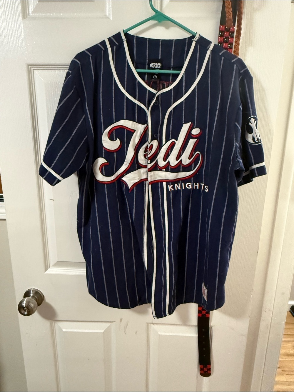 Star Wars Navy Pinstripe 'Jedi' Baseball Jersey with Red Accents